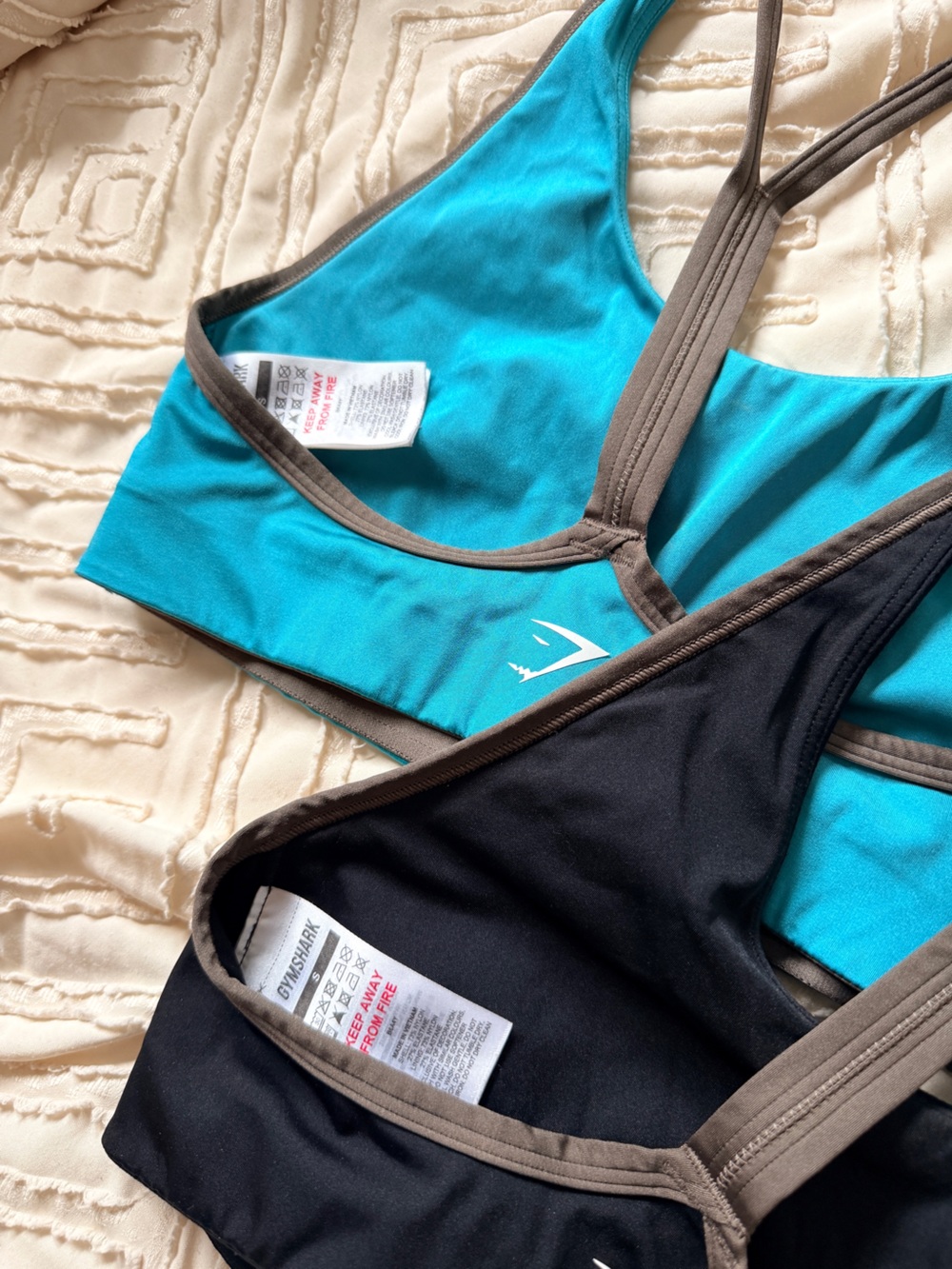 Gymshark Black & Teal Logo Racerback Sports Bras - Picture 3 of 3